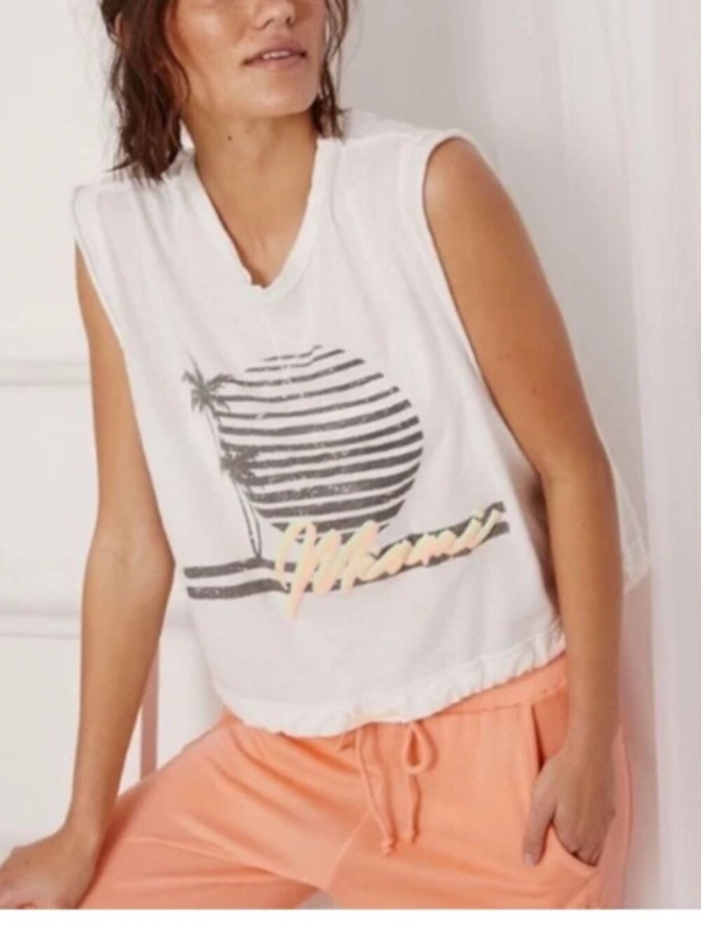 Free People Movement | Women's Sleeveless T-Shirt Bring the Heat Miami Sz S